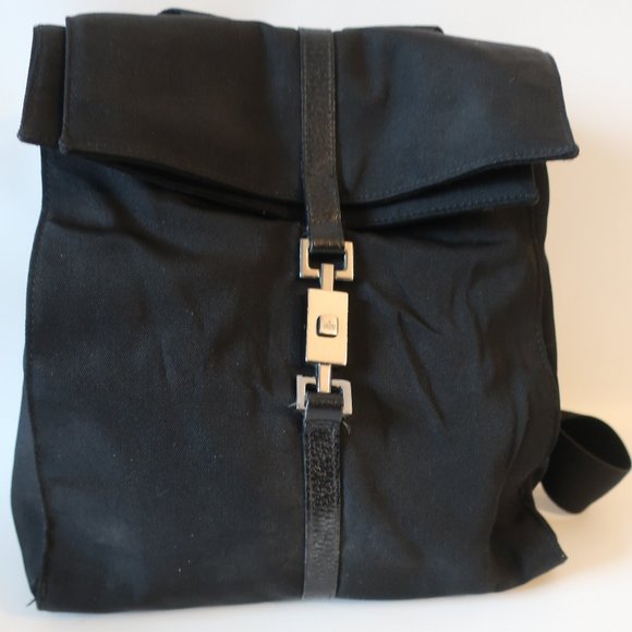 Womens Gucci Black 003-0236-3754 Mixed Media Backpack Bag *